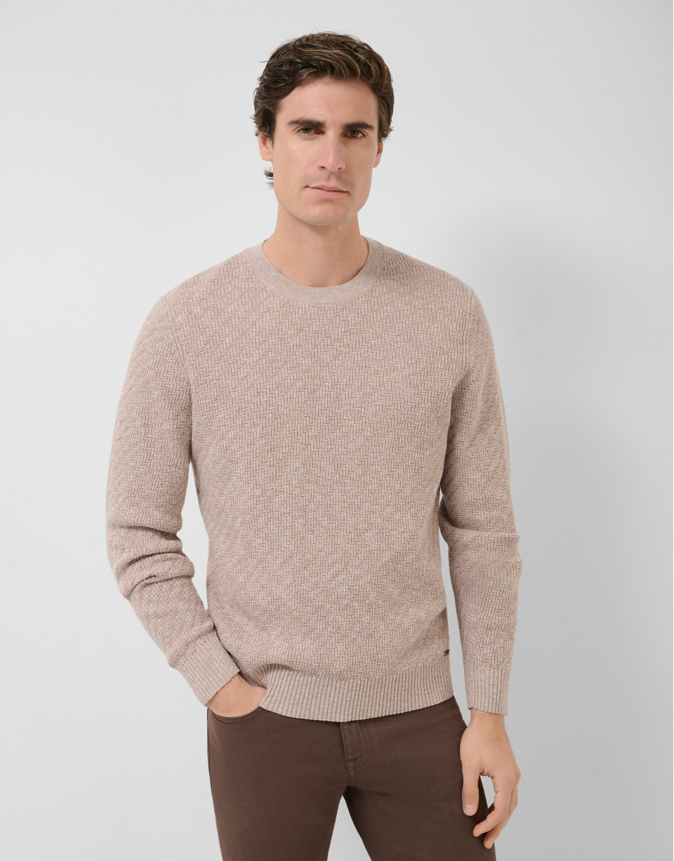 Mink cotton/linen structured jumper - Man | Roberto Verino