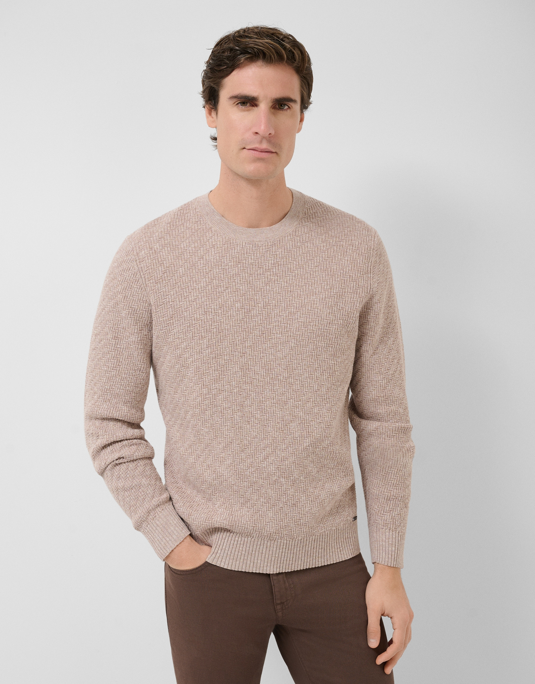 Mink cotton/linen structured jumper - Man | Roberto Verino