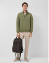 Khaki half-zip sweatshirt with chest logo - Man | Roberto Verino