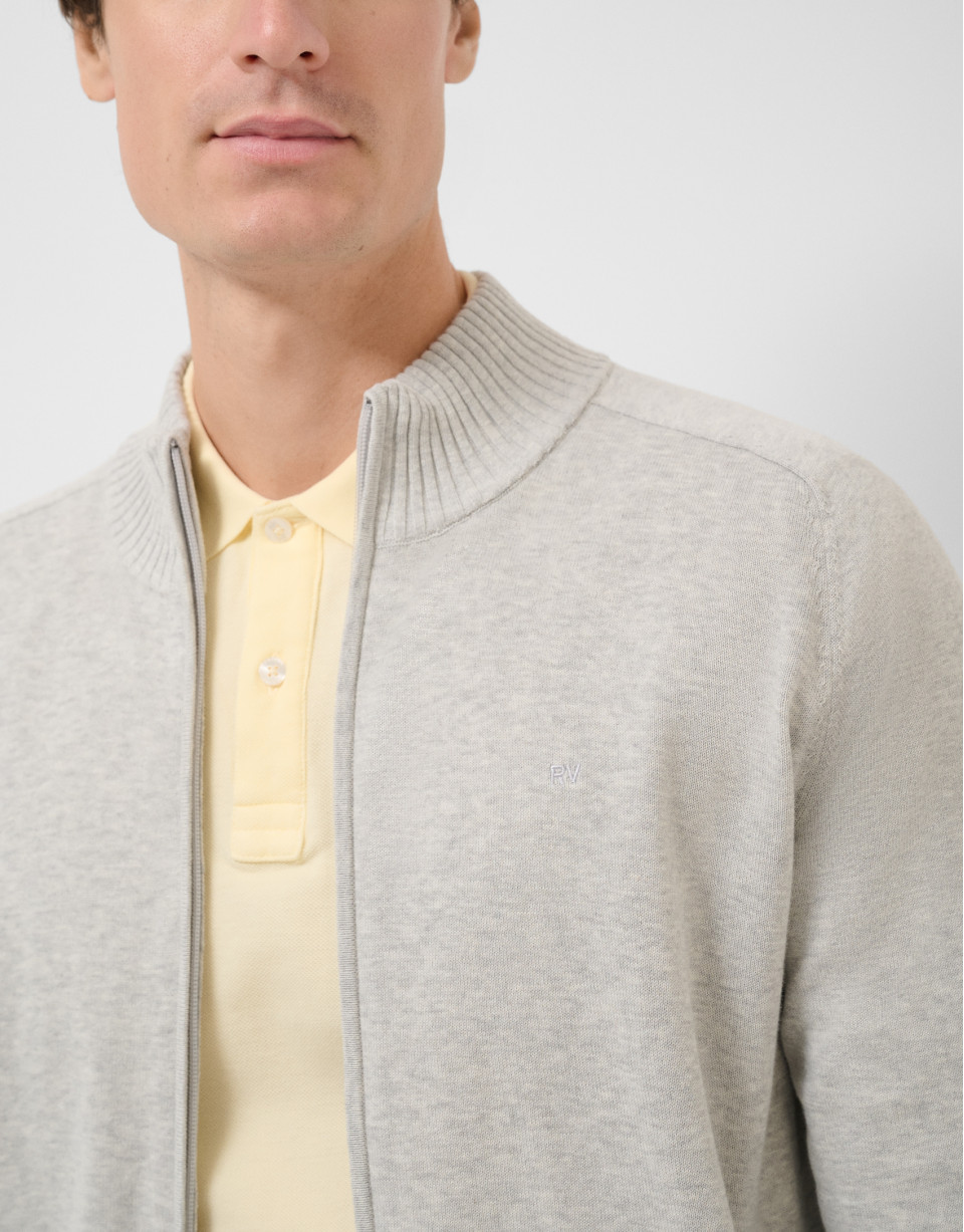 Light grey melange zip-up jacket - Man - SS2026 | Roberto Verino
