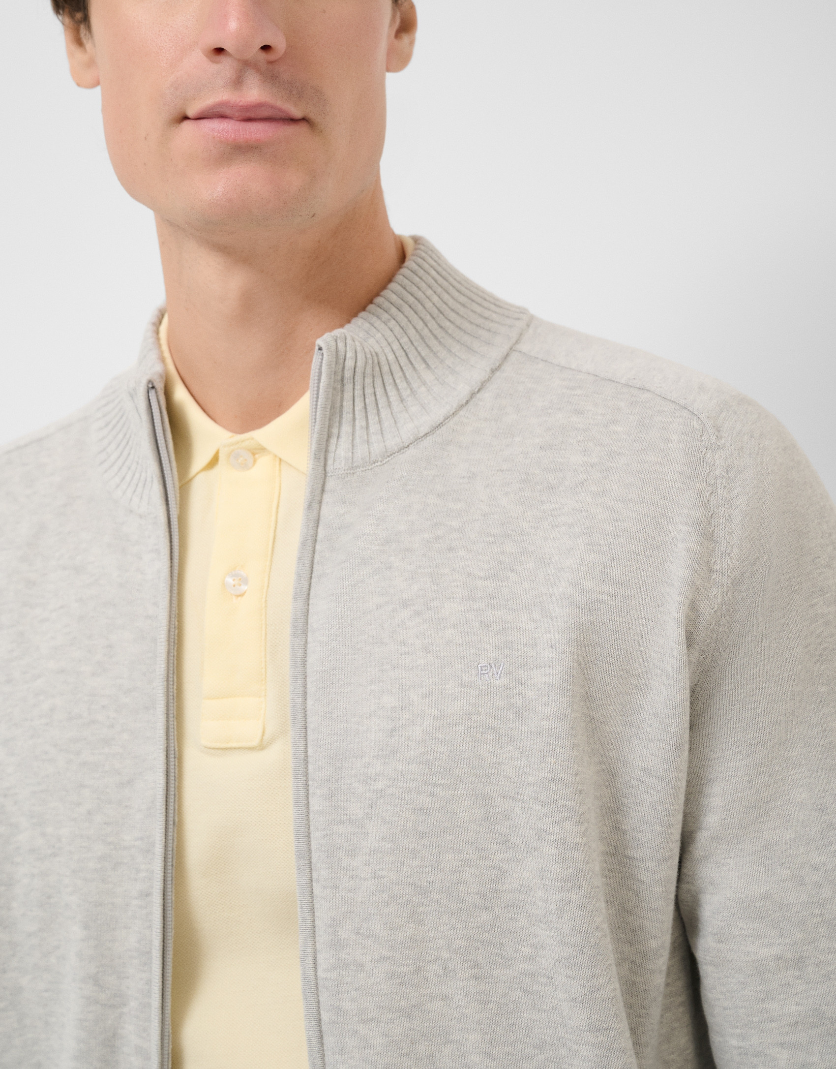 Light grey melange zip-up jacket - Man - SS2026 | Roberto Verino