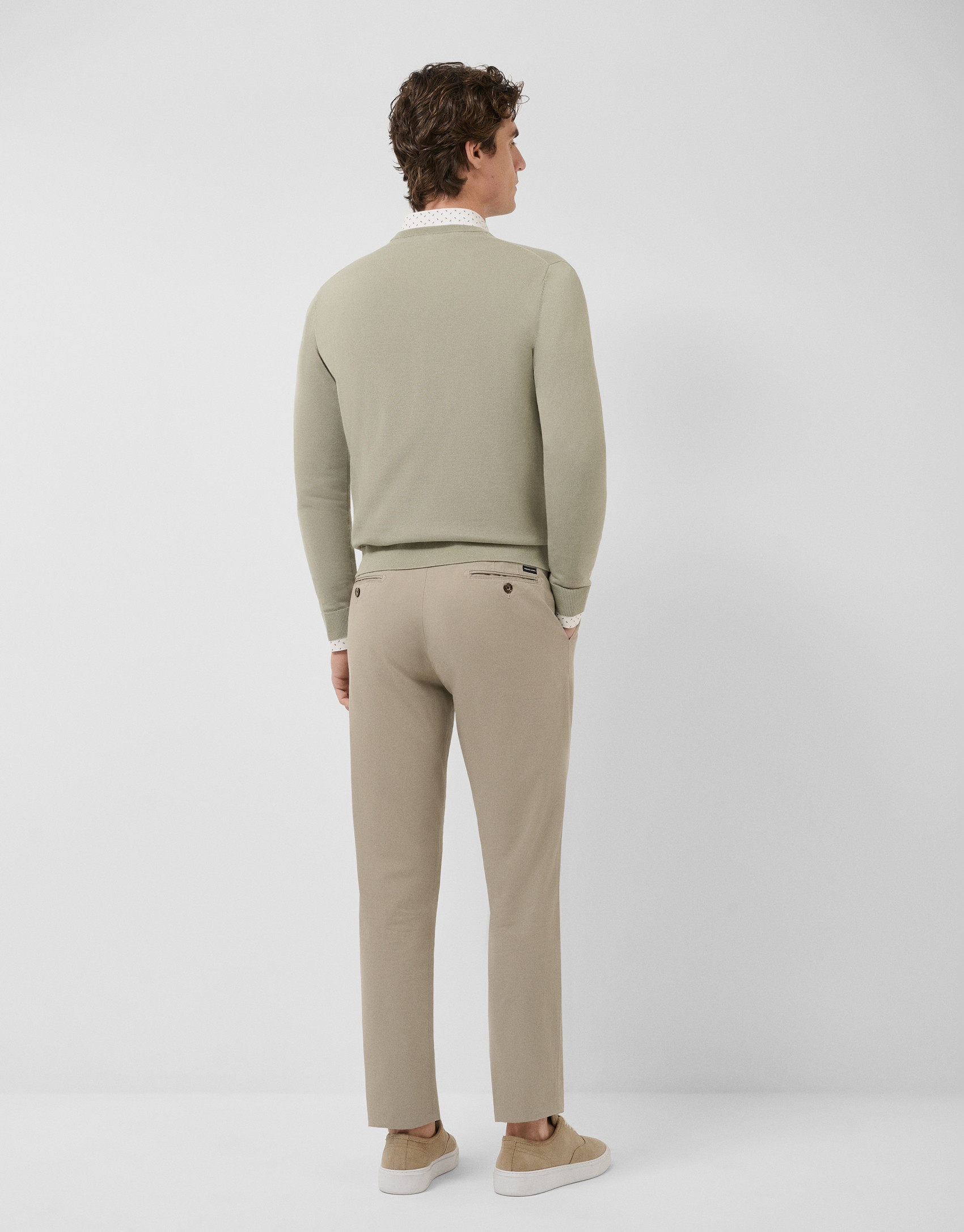 Jersey cuello pico high twist caqui claro | Roberto Verino