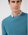 Teal high twist knit jumper - Man - SS2026 | Roberto Verino