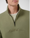 Khaki half-zip sweatshirt with chest logo - Man | Roberto Verino