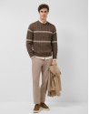 Mink and white cable knit jumper - Man - SS2026 | Roberto Verino