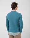 Teal high twist knit jumper - Man - SS2026 | Roberto Verino