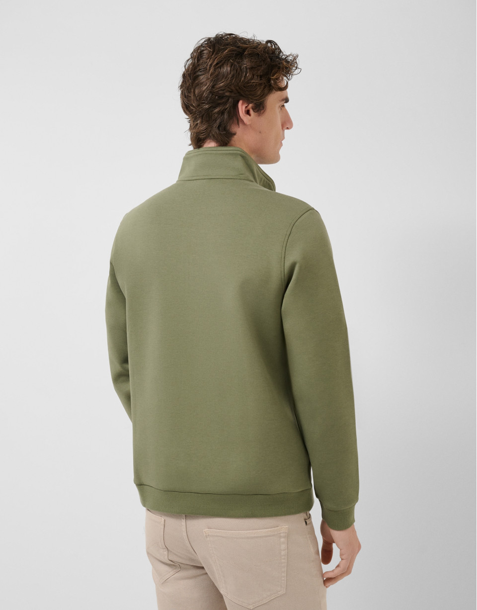 Khaki half-zip sweatshirt with chest logo - Man | Roberto Verino