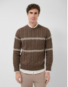 Mink and white cable knit jumper - Man - SS2026 | Roberto Verino