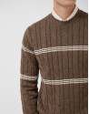 Mink and white cable knit jumper - Man - SS2026 | Roberto Verino