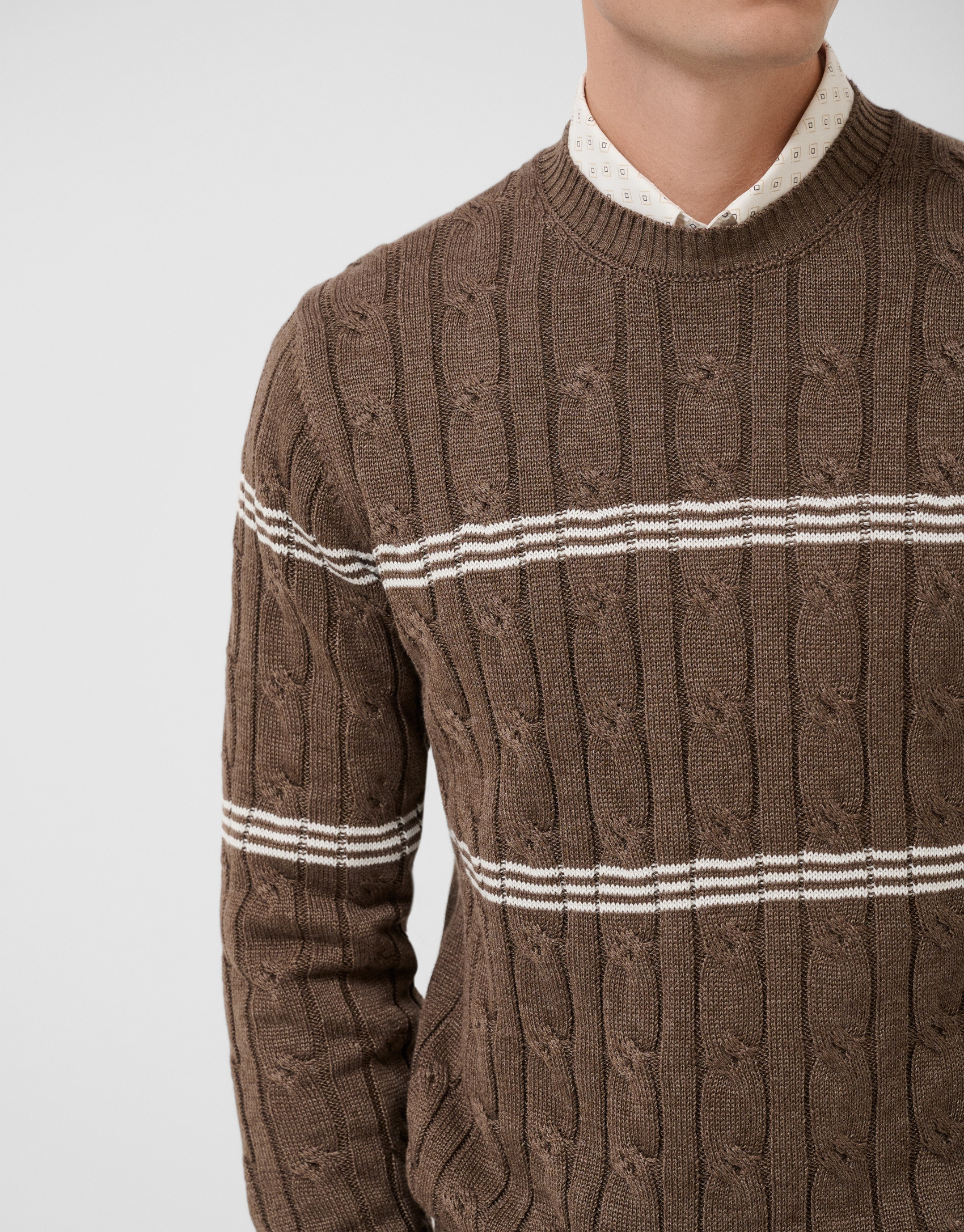Jersey ochos y rayas visones y blanco - Hombre | Roberto Verino