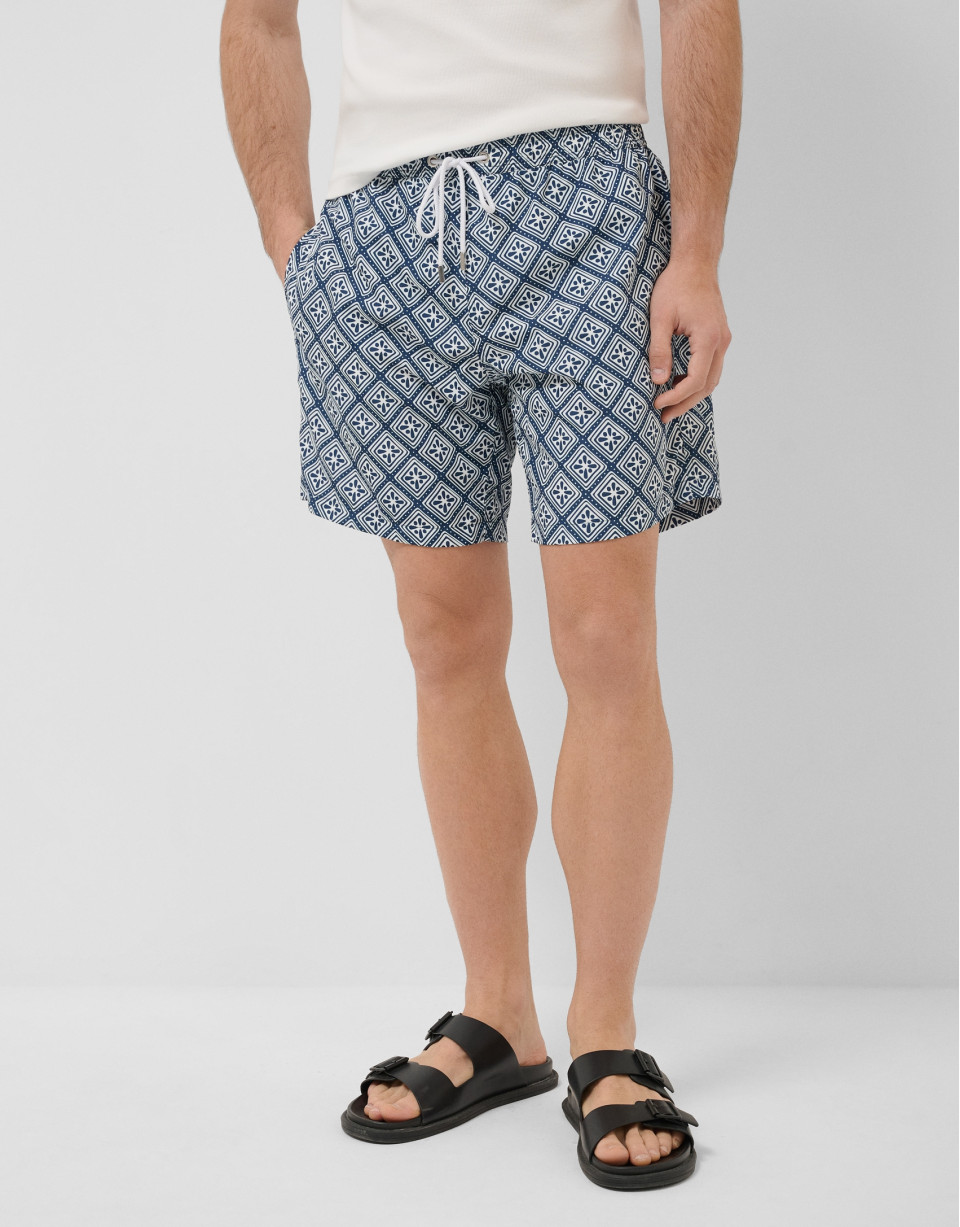 Navy blue and white geometric print swimsuit | Roberto Verino
