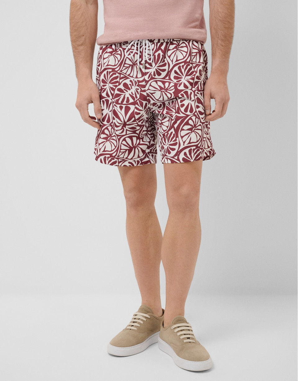 Plum and white tropical flower print swimsuit | Roberto Verino