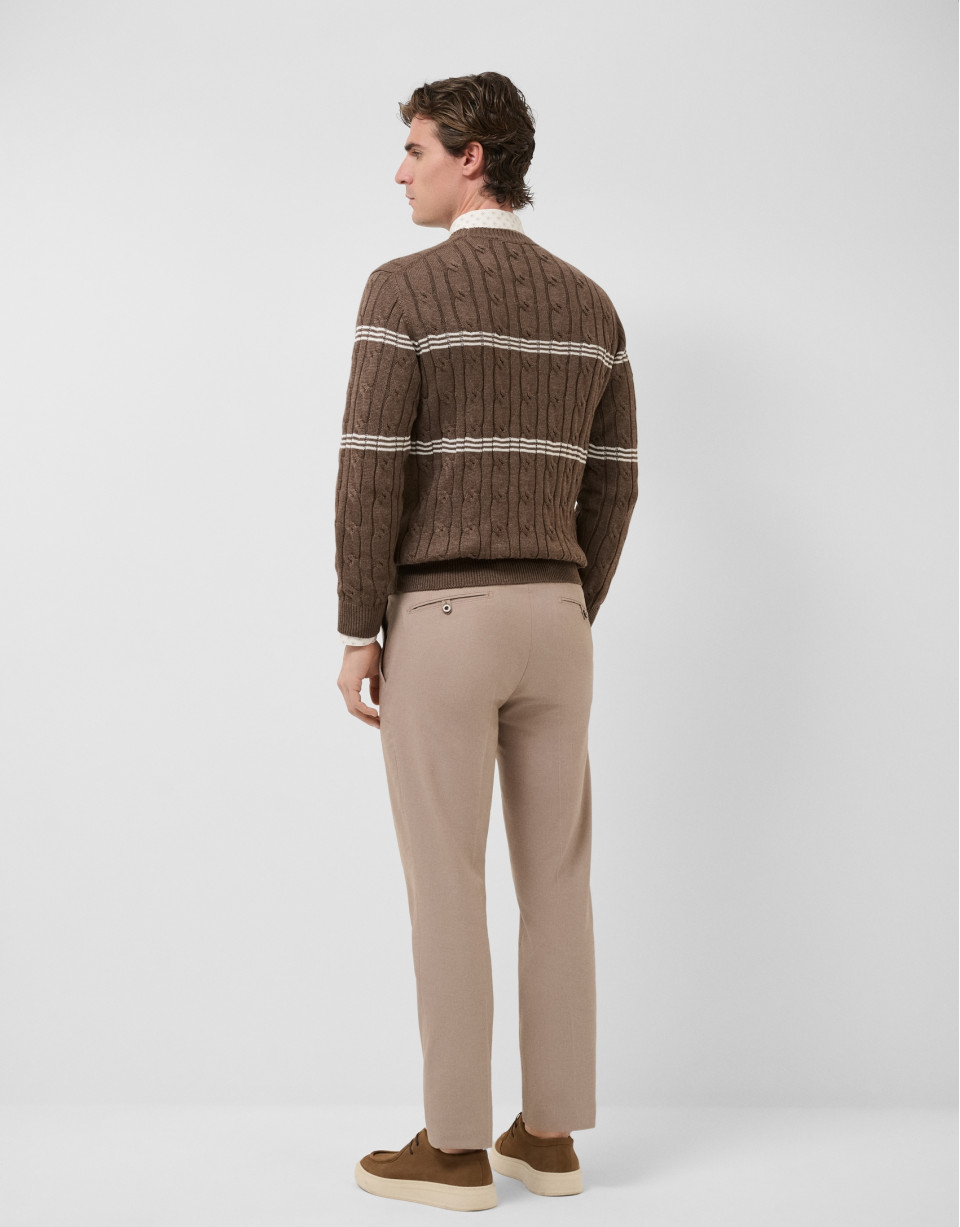 Jersey ochos y rayas visones y blanco - Hombre | Roberto Verino