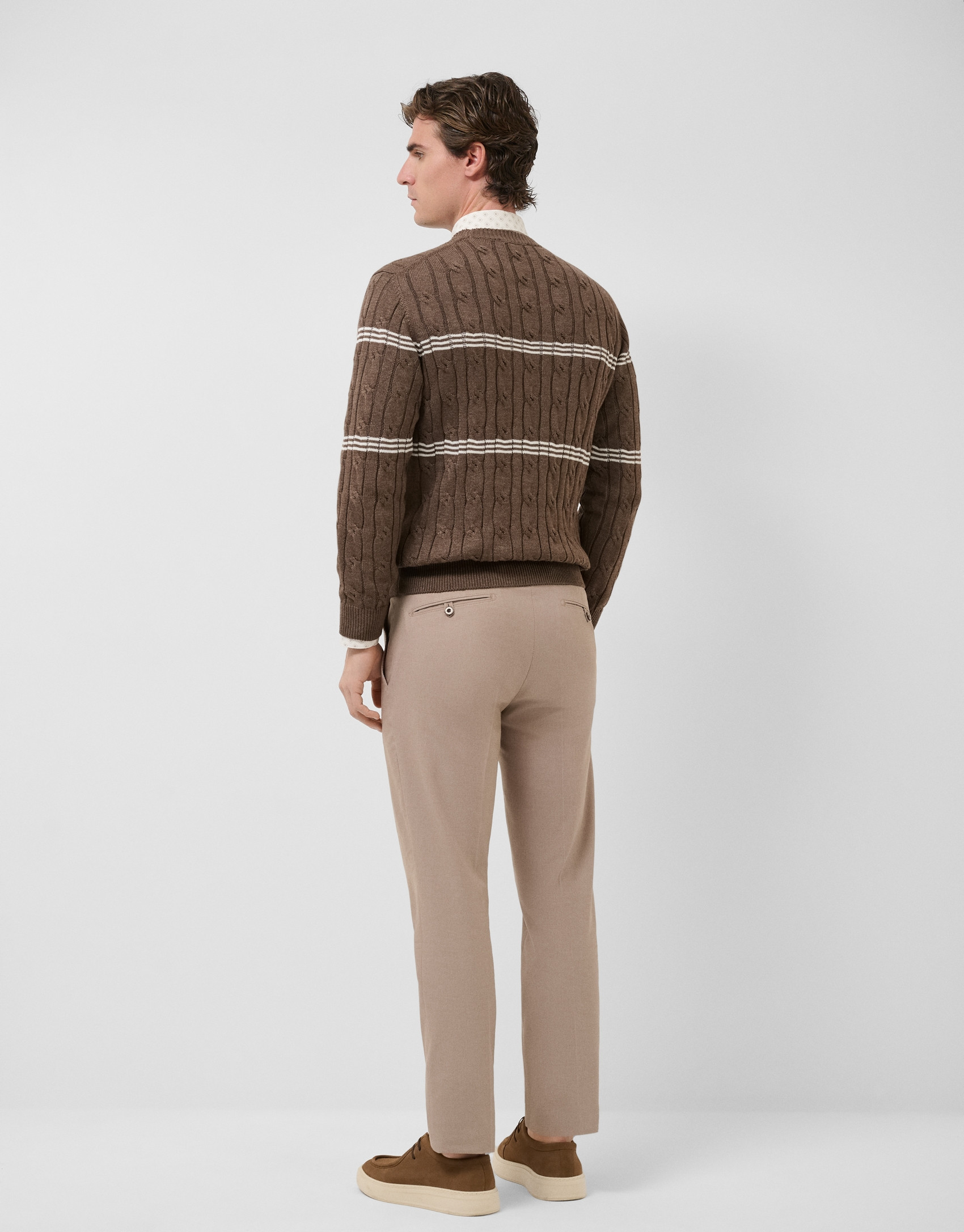 Jersey ochos y rayas visones y blanco - Hombre | Roberto Verino