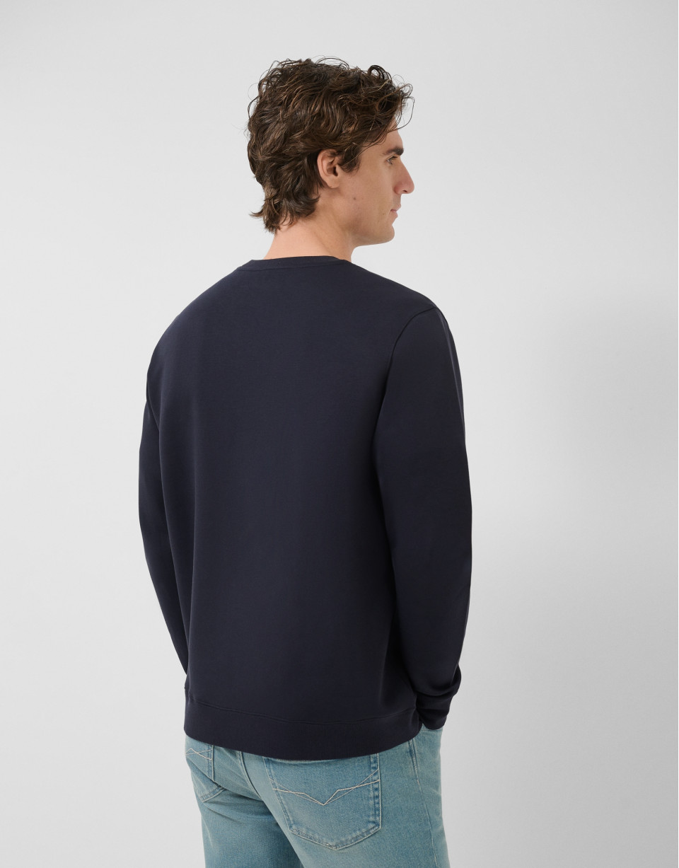 Navy sweatshirt with matching logo on chest | Roberto Verino