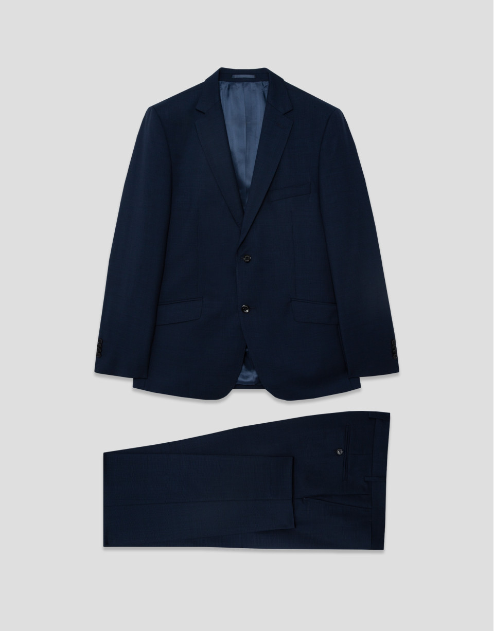 Regular fit dark blue faux smooth half canvas... | Roberto Verino