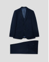 Regular fit dark blue faux smooth half canvas... | Roberto Verino