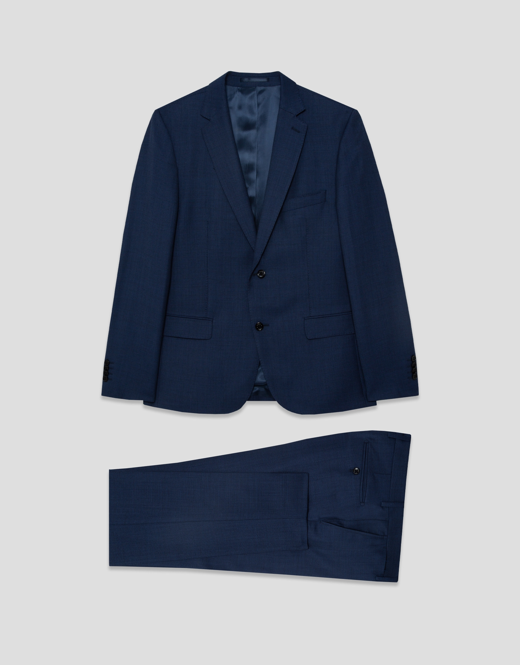 Half canvas slim fit suit in blue bird's eye | Roberto Verino