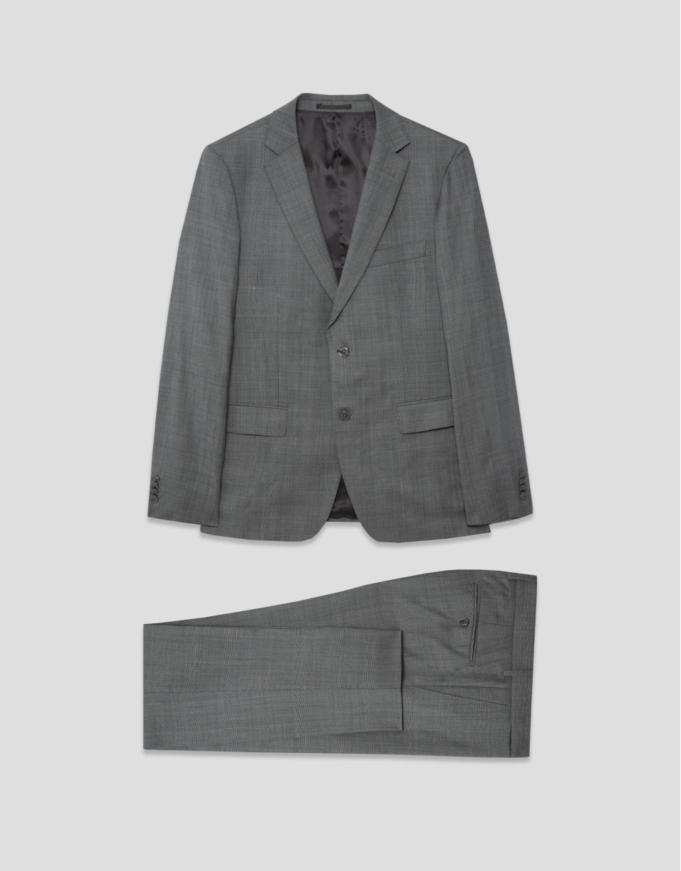 Traje half canvas slim fit cuadros tonos grises | Roberto Verino