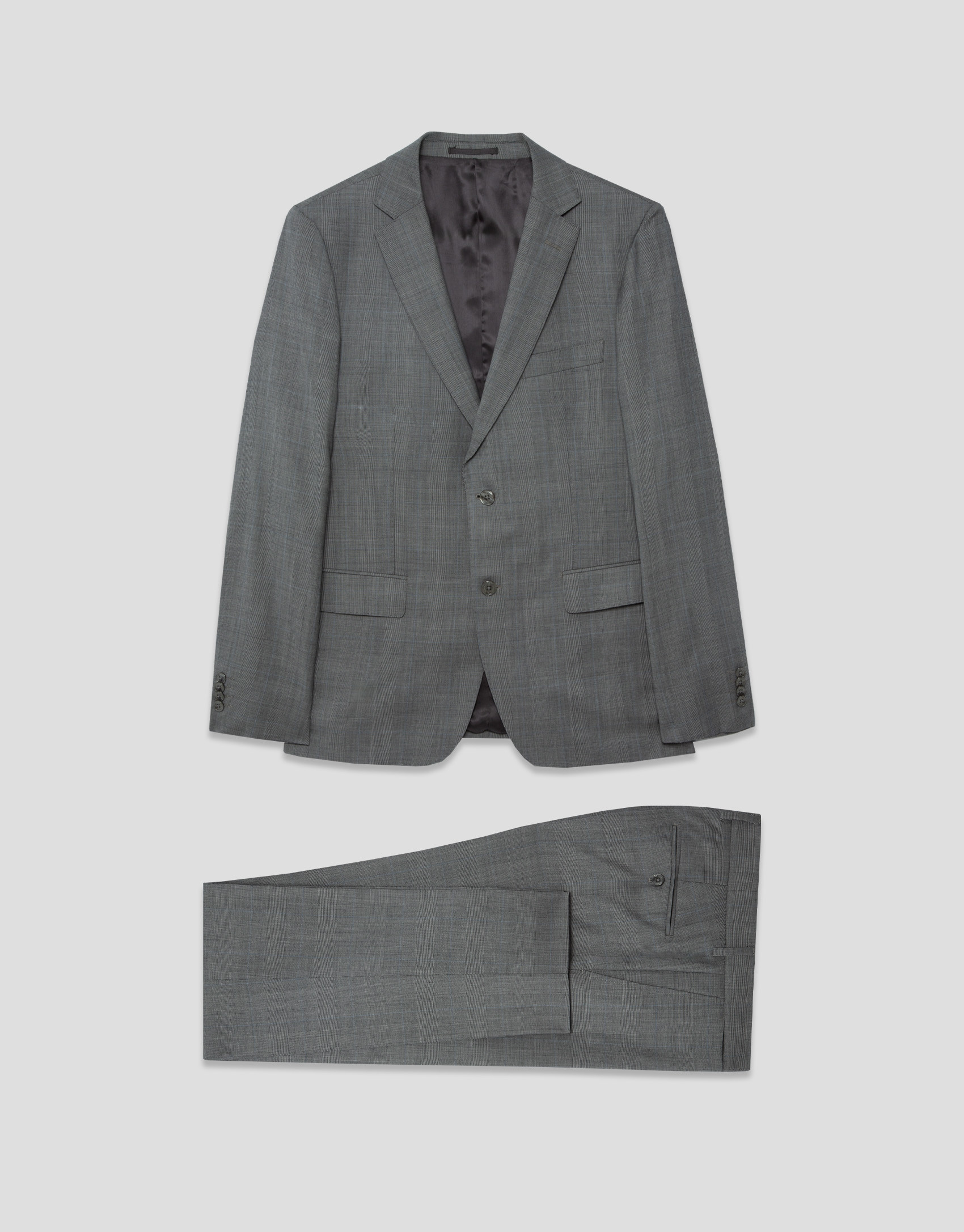 Half canvas slim fit suit in grey check - Man | Roberto Verino
