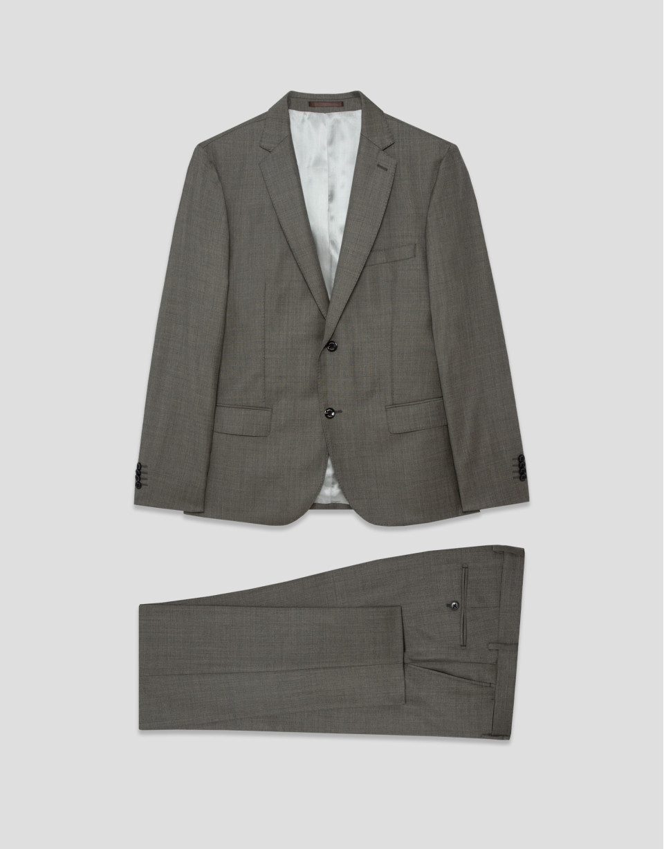 Traje half canvas slim fit lana visón - Hombre | Roberto Verino