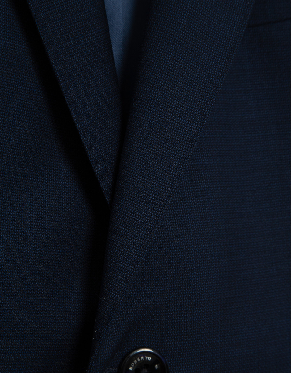 Regular fit dark blue faux smooth half canvas... | Roberto Verino