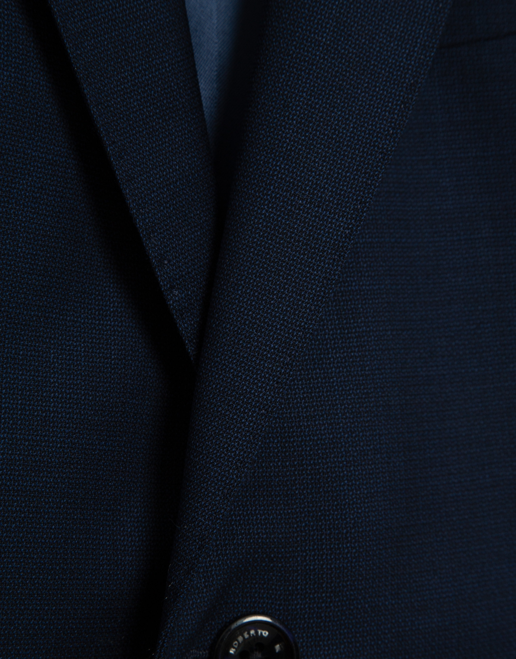 Regular fit dark blue faux smooth half canvas... | Roberto Verino