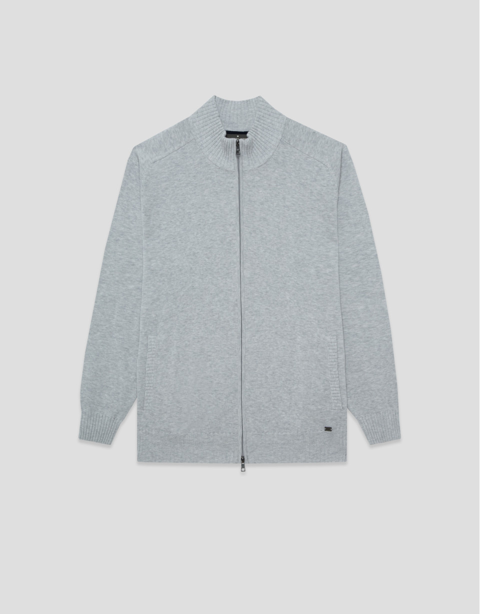 Light grey melange zip-up jacket - Man - SS2026 | Roberto Verino
