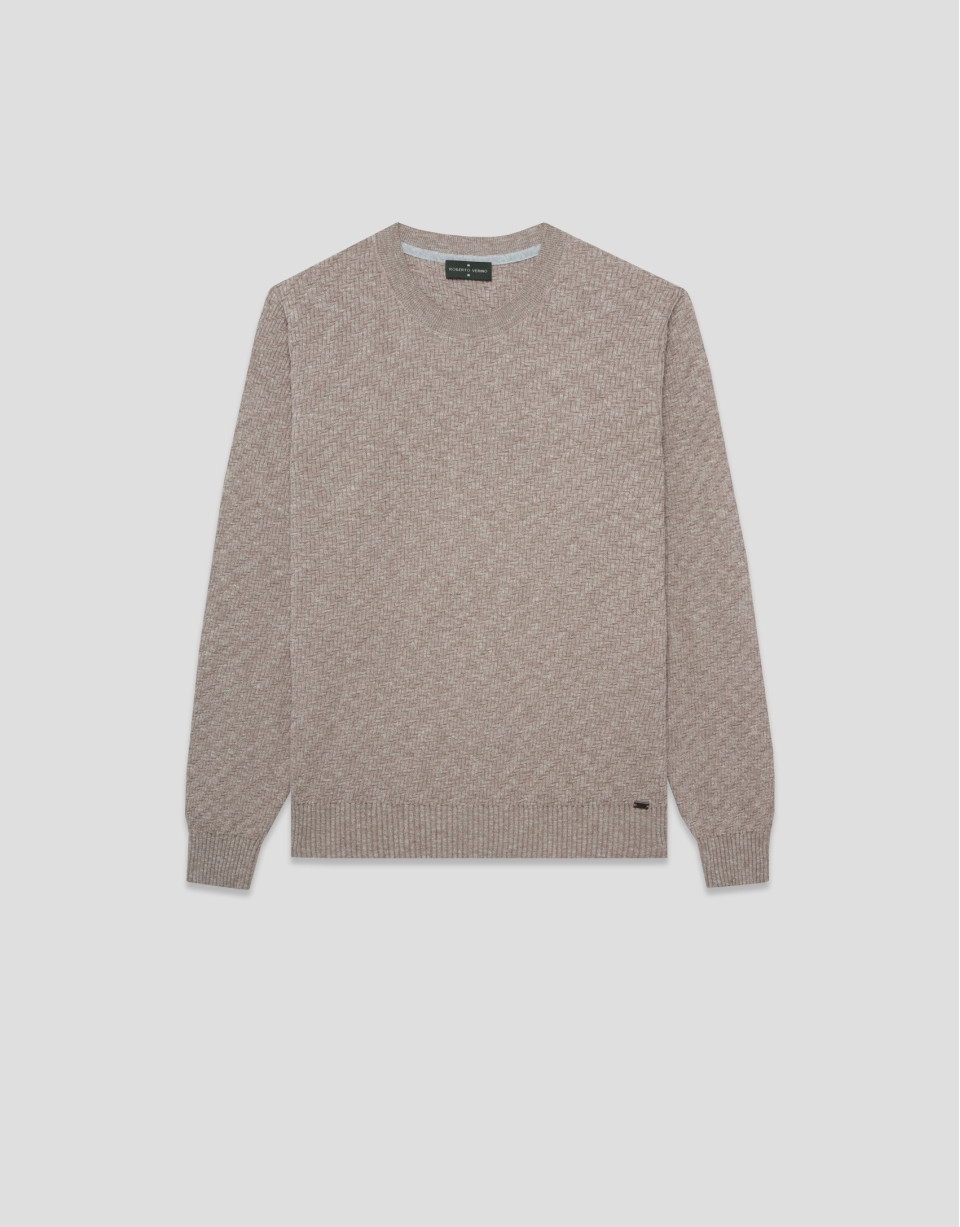 Mink cotton/linen structured jumper - Man | Roberto Verino