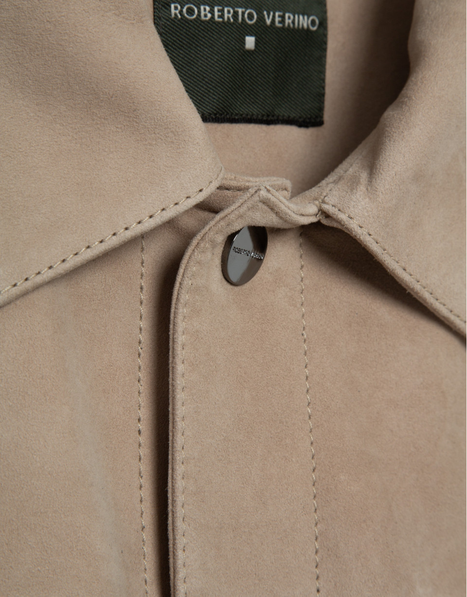 Beige nappa leather overshirt - Man - SS2026 | Roberto Verino