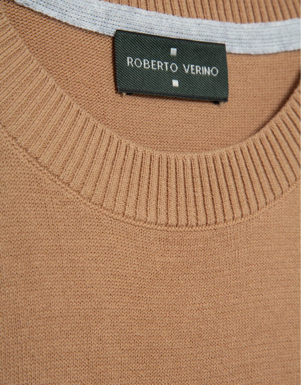 Jersey algodón liso high twist tostado - Hombre | Roberto Verino