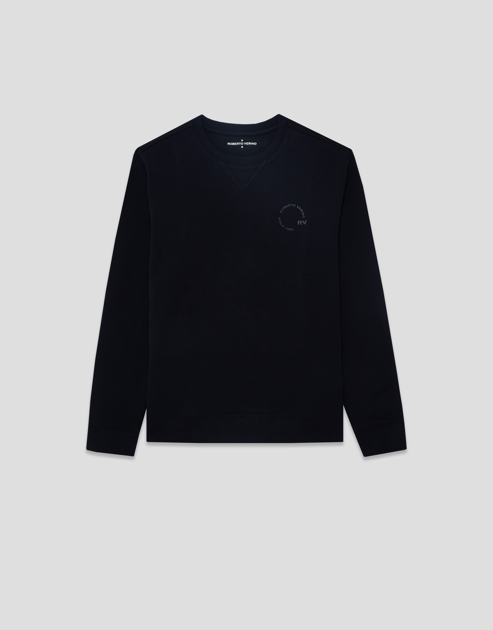 Navy sweatshirt with matching logo on chest | Roberto Verino