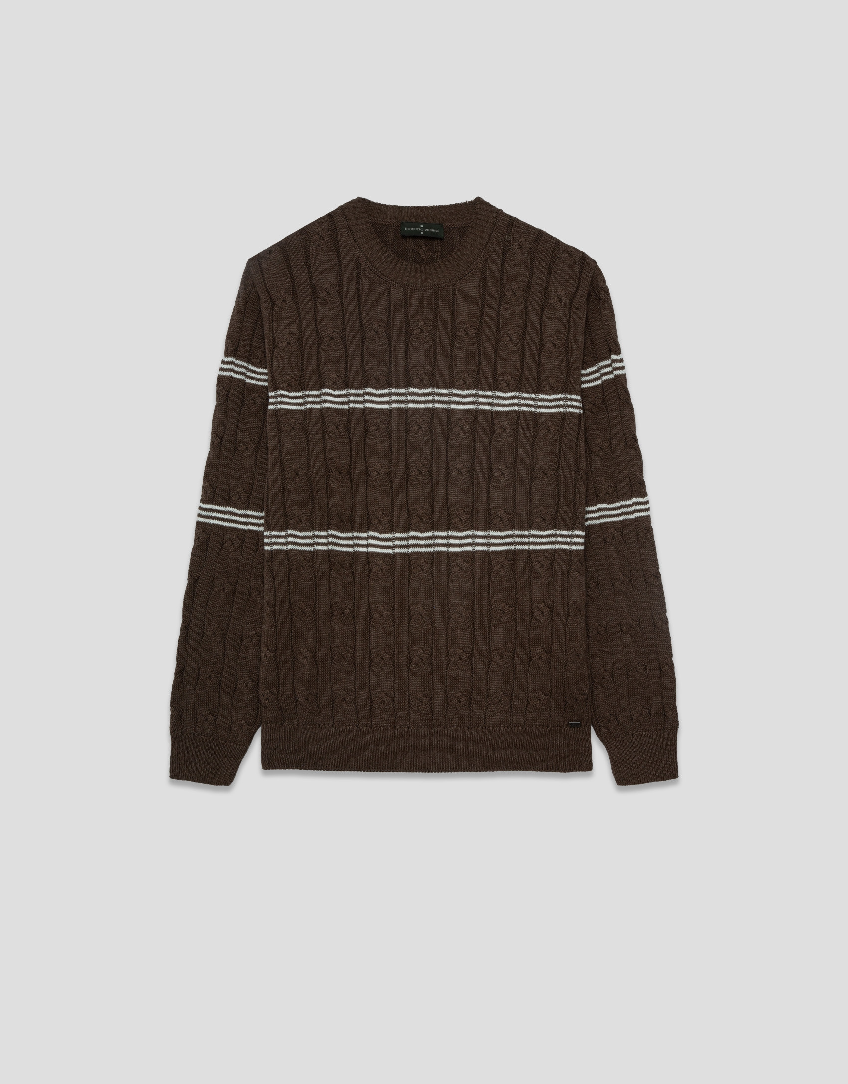 Jersey ochos y rayas visones y blanco - Hombre | Roberto Verino