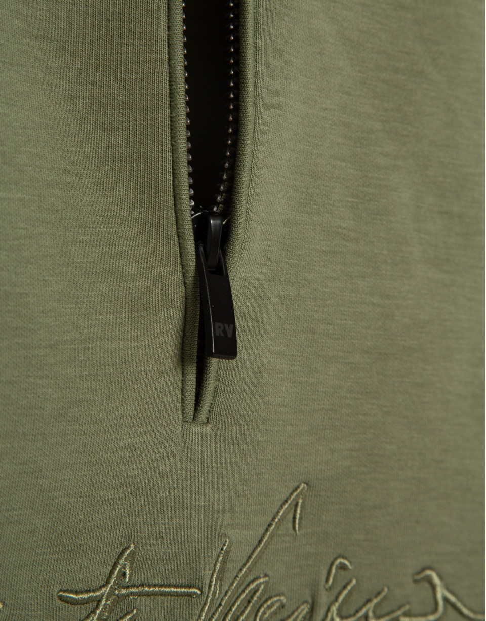Khaki half-zip sweatshirt with chest logo - Man | Roberto Verino