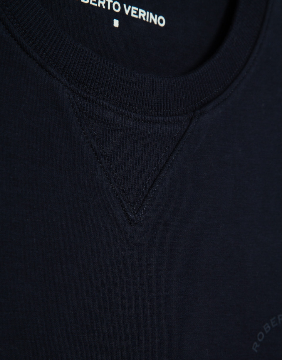 Navy sweatshirt with matching logo on chest | Roberto Verino