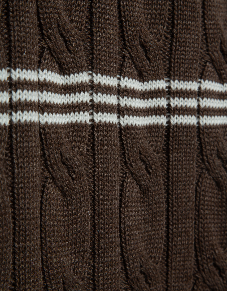 Mink and white cable knit jumper - Man - SS2026 | Roberto Verino