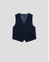 Navy blue wool faux plain dress waistcoat - Man | Roberto Verino