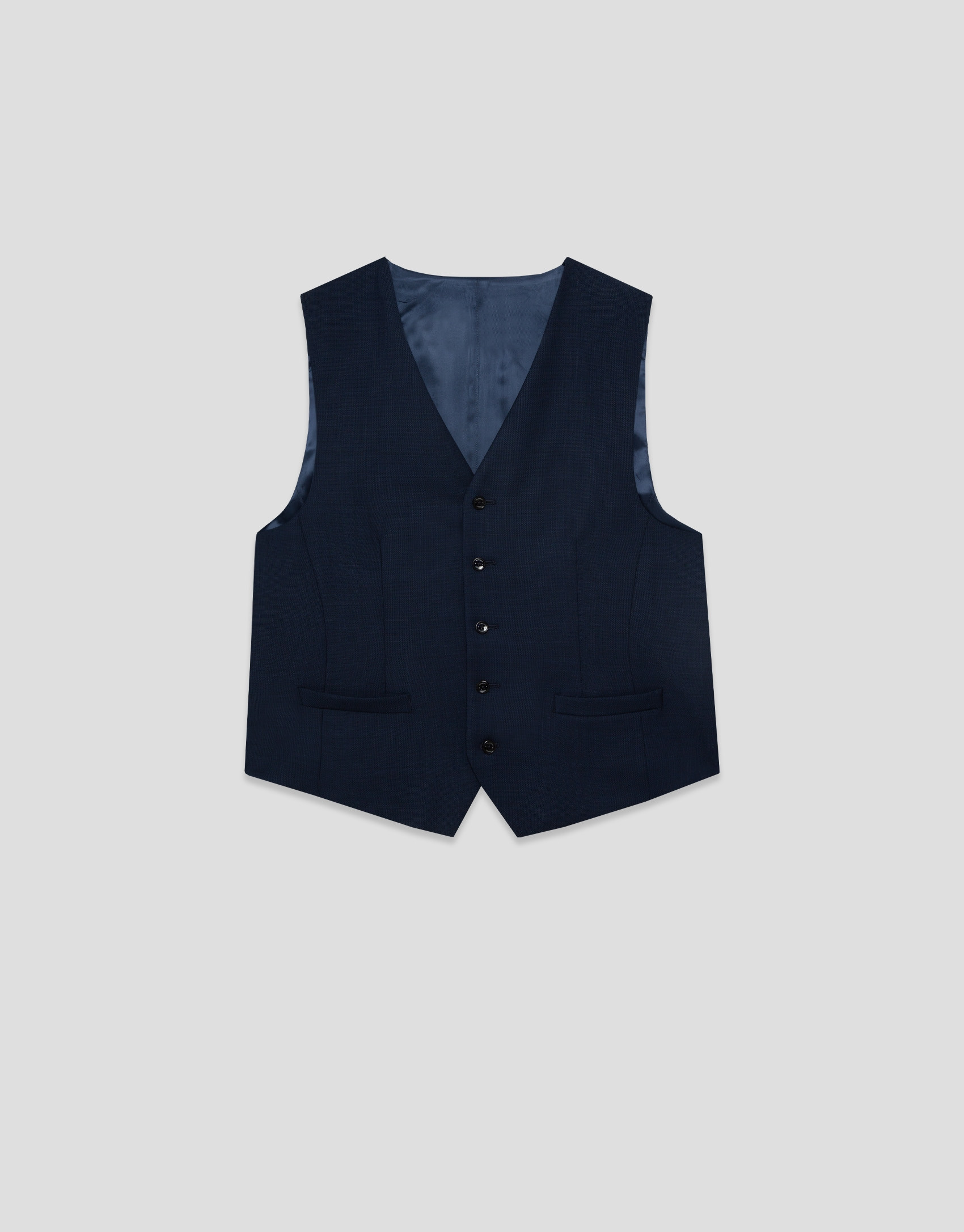 Navy blue wool faux plain dress waistcoat - Man | Roberto Verino