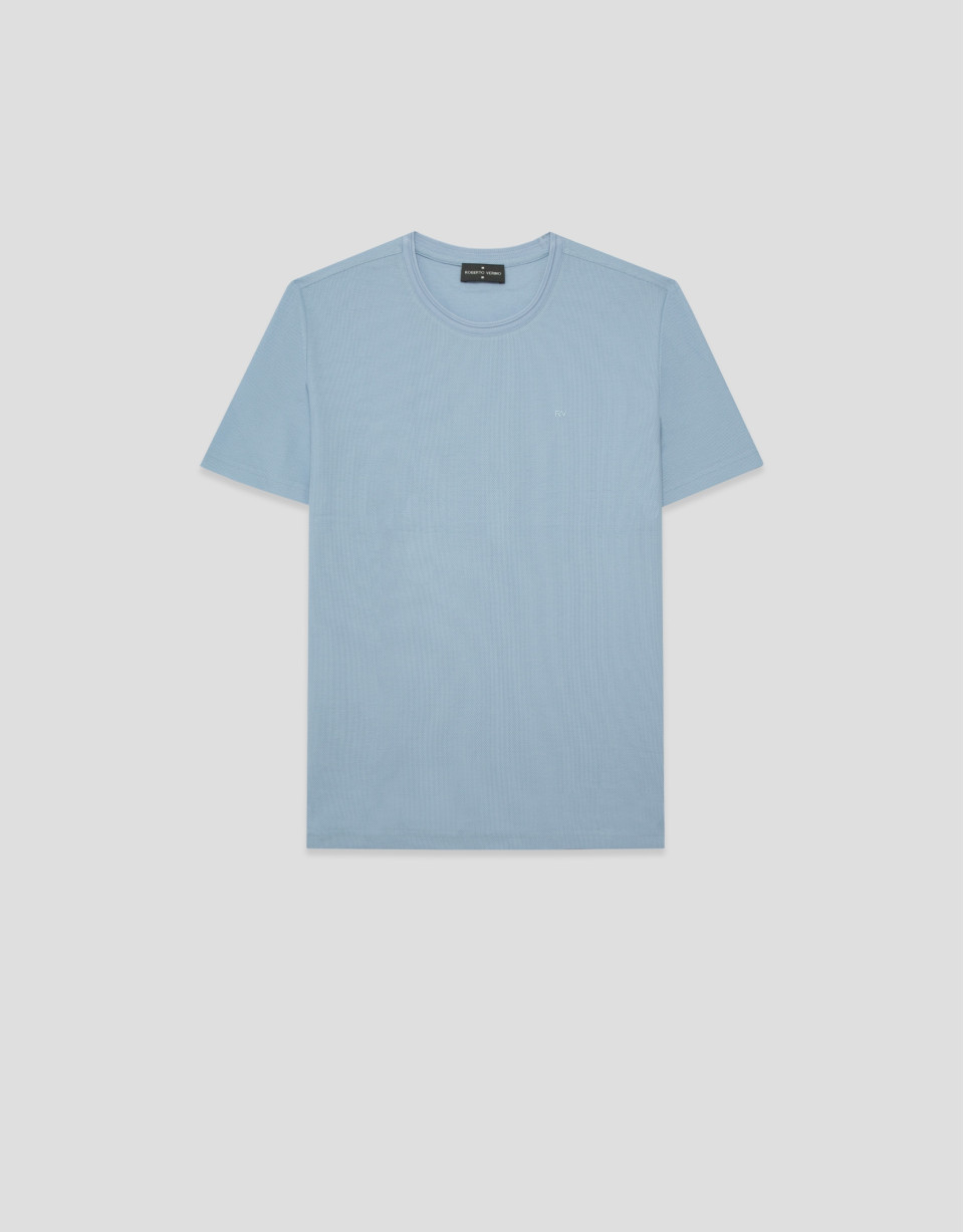 Light blue short-sleeved piqué T-shirt - Man | Roberto Verino