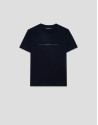 Navy blue short-sleeved T-shirt with logo on ... | Roberto Verino