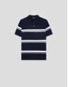 High twist navy/white striped knit polo shirt | Roberto Verino