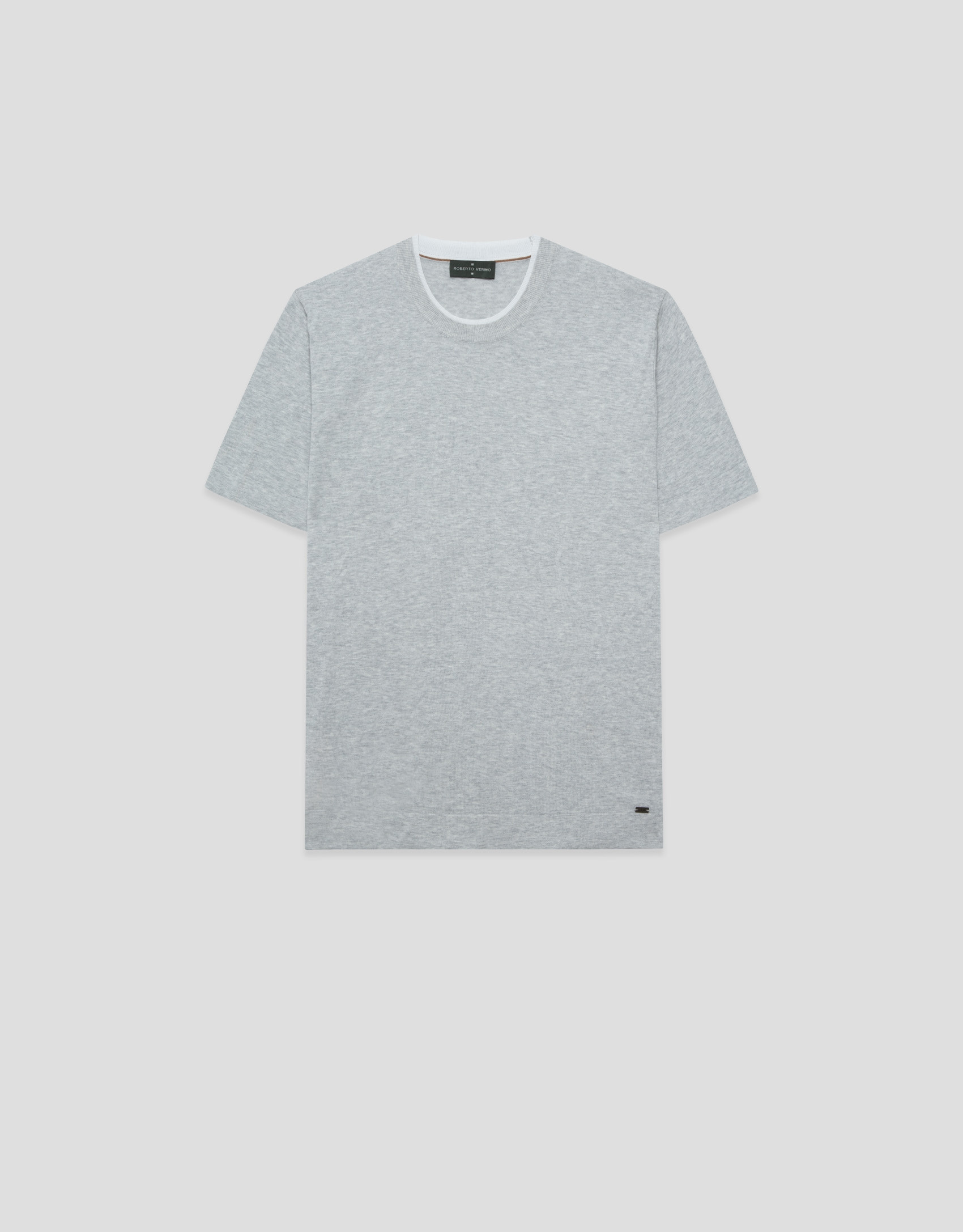 Grey melange knitted short-sleeved T-shirt | Roberto Verino