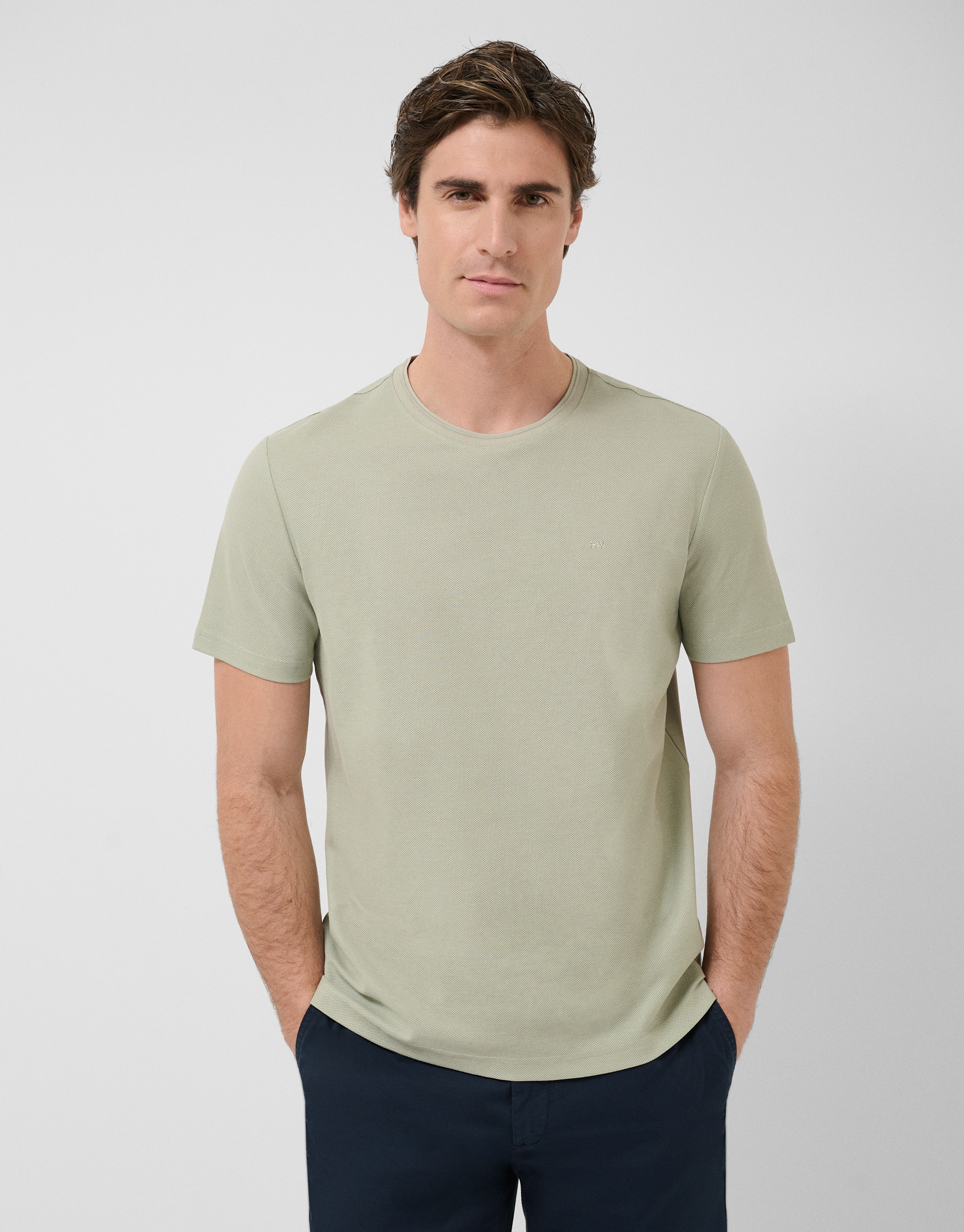 Camiseta manga corta piqué caqui claro - Hombre | Roberto Verino