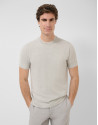 Grey melange knitted short-sleeved T-shirt | Roberto Verino