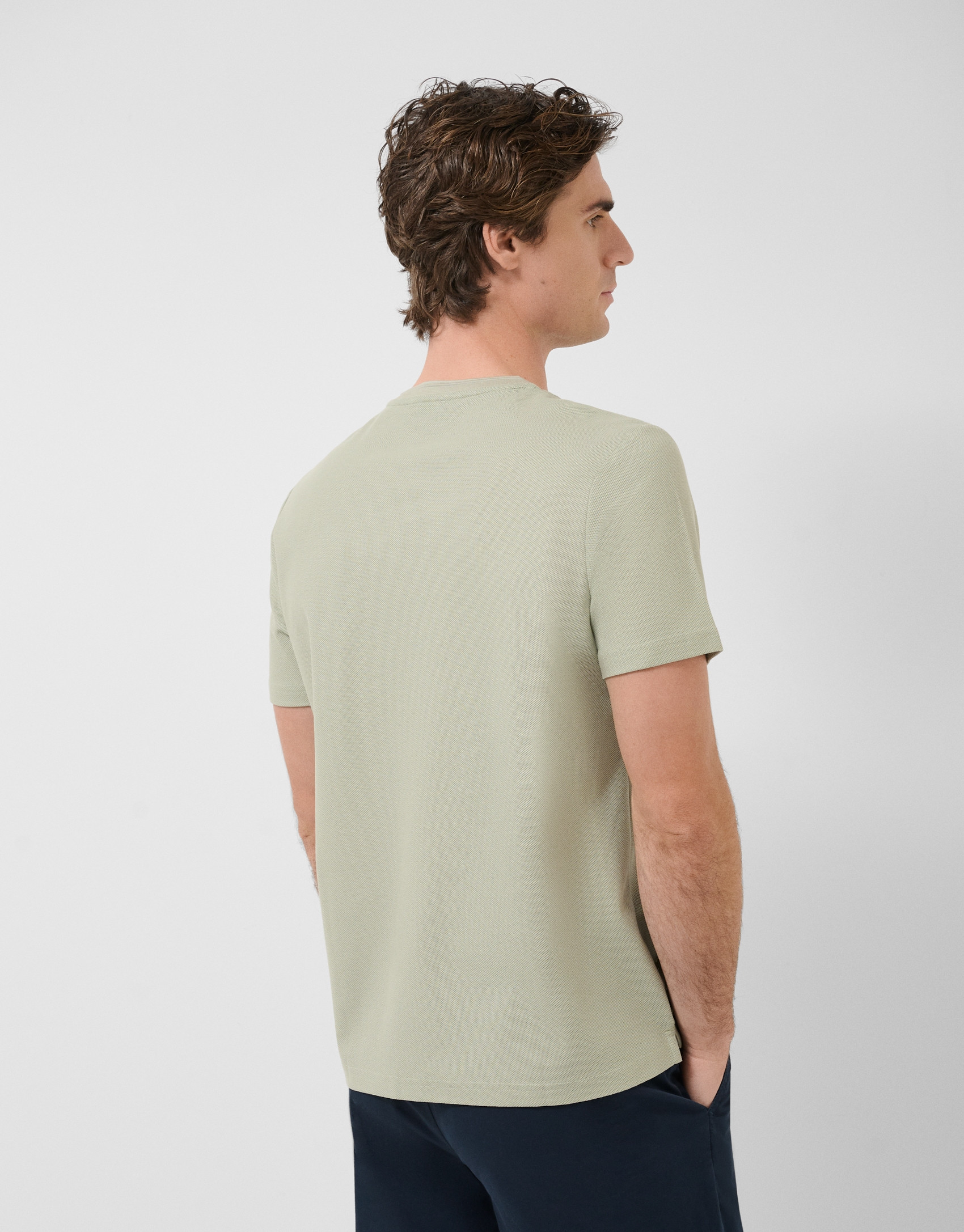 Light khaki short-sleeved piqué T-shirt - Man | Roberto Verino