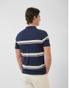 Polo tricotado high twist rayas marino/blanco | Roberto Verino