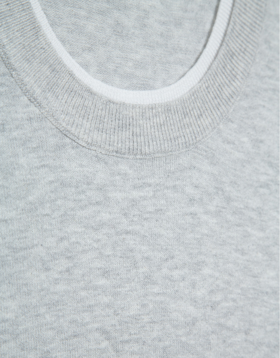Grey melange knitted short-sleeved T-shirt | Roberto Verino