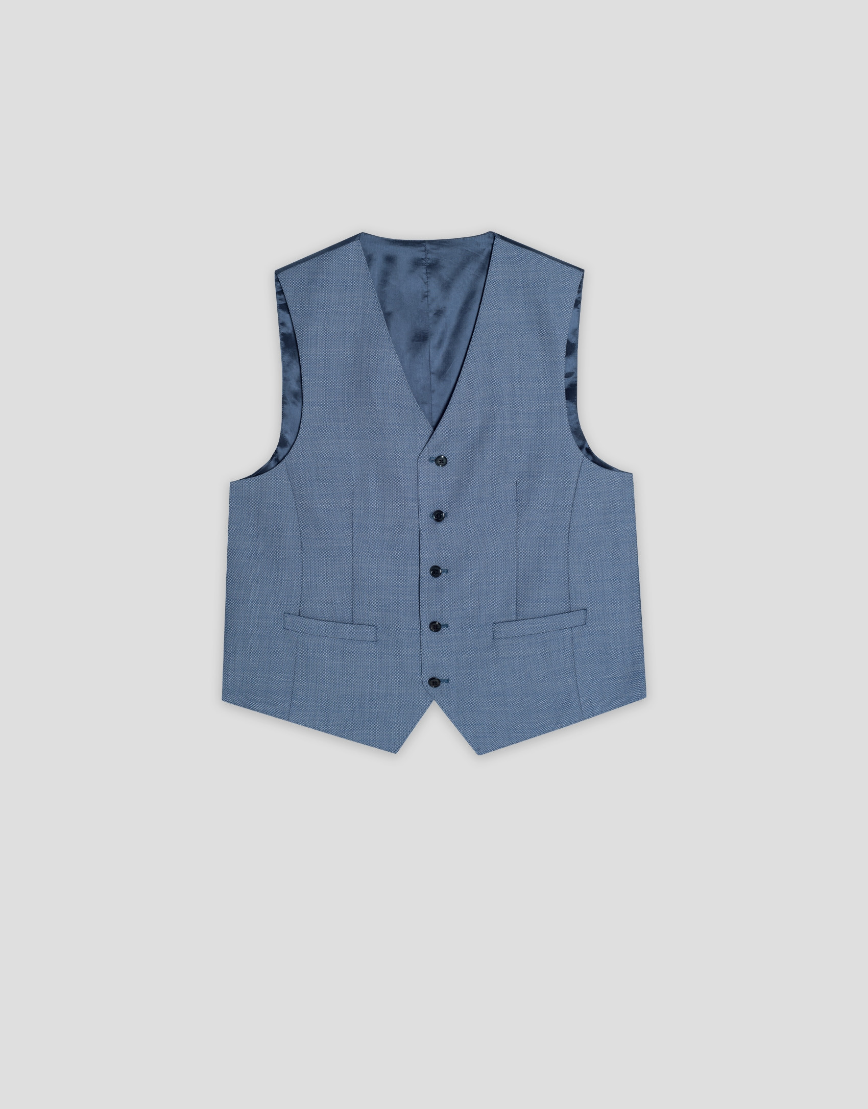 Blue-grey bird's eye waistcoat - Man - SS2026 | Roberto Verino