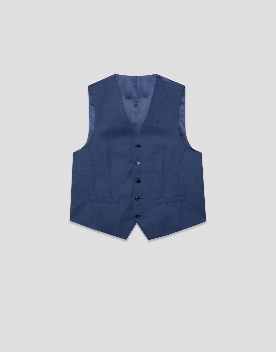 Plain greyish blue wool waistcoat - Man | Roberto Verino