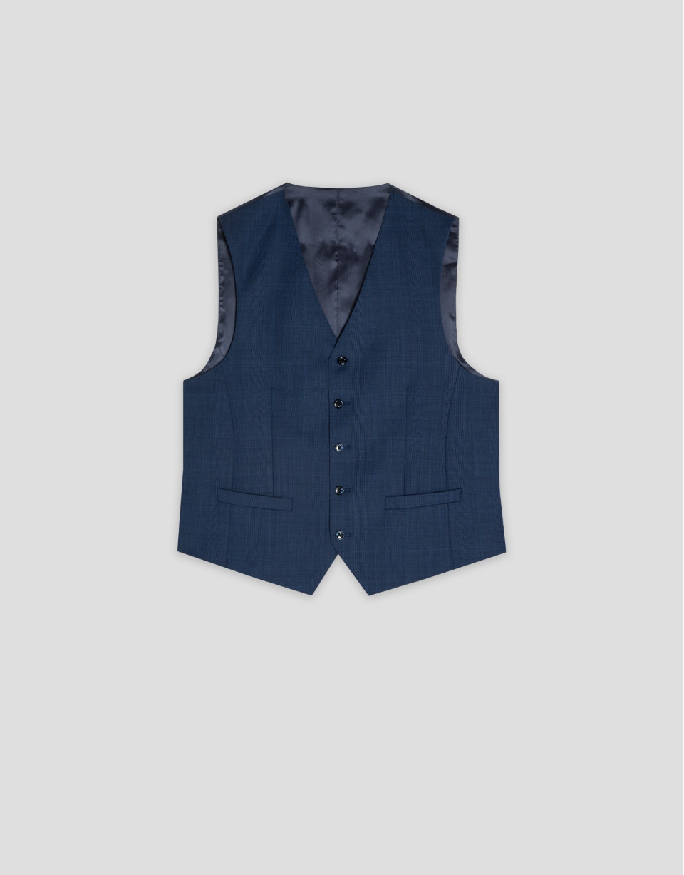 Ink blue checked waistcoat - Man - SS2026 | Roberto Verino
